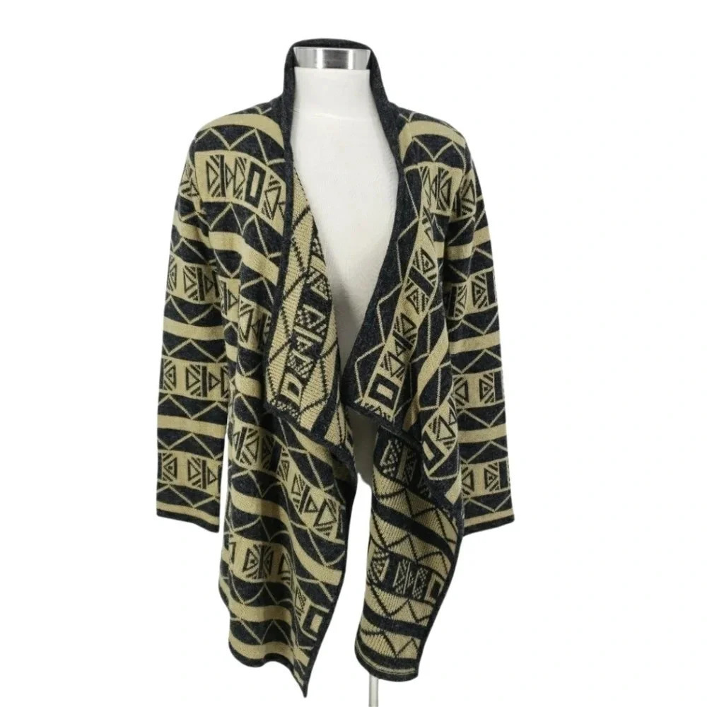 TULLE Wrap Cardigan Sweater Tribal Print Long Sleeve Open Front Anthropologie